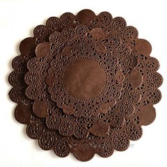 150Pcs Brown Glassine Paper Doilies Round Assorted Size 4" 6" 8"