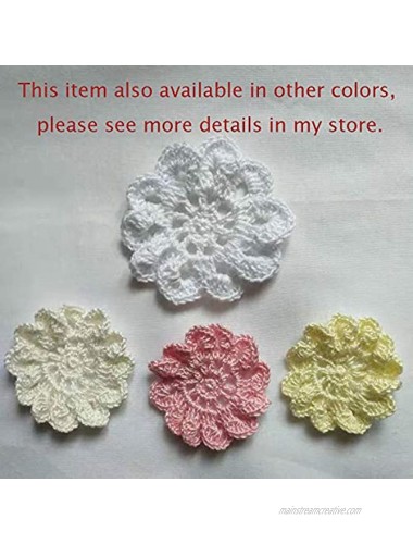 20 Pieces Hand Crocheted Doilies Cream White and Pink 2'' Round Floral Crochet Lace Flower Doily Vintage Wedding Tea Party