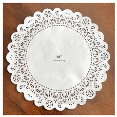 50Pcs White Normandy Lace Paper Doilies Round 16 Inch