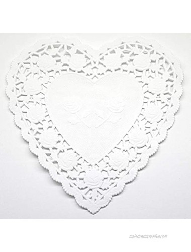 6 Inch Heart Shaped White Lace Paper Doilies 100 Count