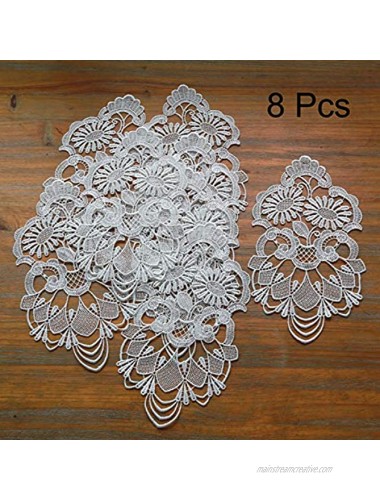 8 Pack Oval Lace Placemat Table Doilies Flower Embroidered Small Tablecloths Lace Decorative Mats for Tableware Crafts White 11 x 5.5 Inches White