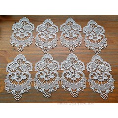 8 Pack Oval Lace Placemat Table Doilies Flower Embroidered Small Tablecloths Lace Decorative Mats for Tableware Crafts  White 11 x 5.5 Inches White