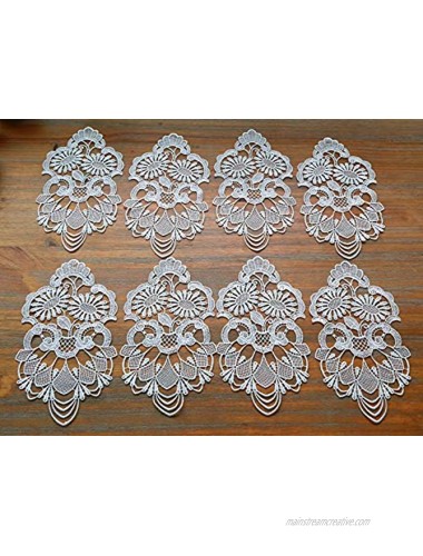 8 Pack Oval Lace Placemat Table Doilies Flower Embroidered Small Tablecloths Lace Decorative Mats for Tableware Crafts White 11 x 5.5 Inches White