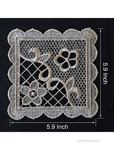 8 Pack Small Square Lace Doilies Table Placemat Flower Embroidered Decorative Tablecloths Lace Mats for Crafts or Tableware Neutral Gold Tones 5.9 x 5.9 Inches Netural Gold Tones