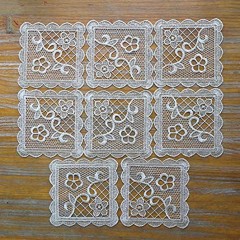 8 Pack Small Square Lace Doilies Table Placemat Flower Embroidered Decorative Tablecloths Lace Mats for Crafts or Tableware Neutral Gold Tones 5.9 x 5.9 Inches Netural Gold Tones