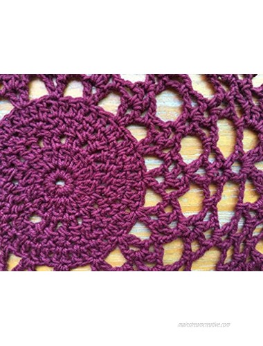 8 Pcs Hand Crochet Lace Doilies Placemats for Table Decoration 8 Inches Handmade Round Small Tablecloths Cotton Coasters Vintage Cloth Ornament for Party Burgundy-B