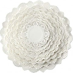 Boao Lace Doilies Paper 160 Pieces Round Decorative Paper Placemats Lace Table Doilies for Cake Wedding Tableware Decoration 8 Assorted Sizes 12 10.5 9.5 8.5 7.5 6.5 5.5 4.5 inch White