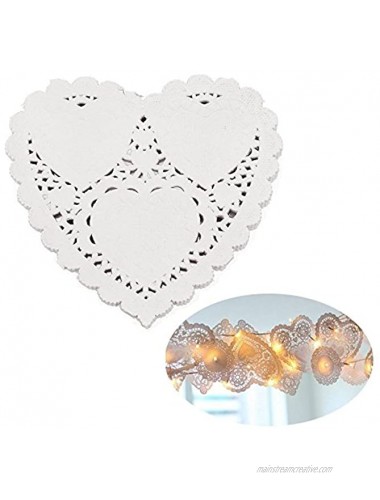 CCINEE 4 Inch Valentine Heart Doilies Lace Paper for Wedding Decoration Valentine's Day Party Decor Pack of 200