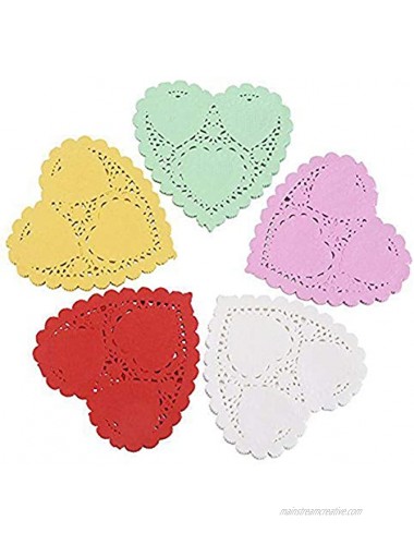 CCINEE 4 Inch Valentine Heart Doilies Lace Paper for Wedding Decoration Valentine's Day Party Decor Pack of 200