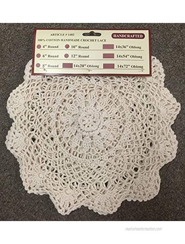 Creative Linens 6PCS 10 Round Crochet Lace Doily Beige 100% Cotton Handmade Set of 6 Pieces