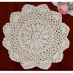 Creative Linens 6PCS 10 Round Crochet Lace Doily Beige 100% Cotton Handmade Set of 6 Pieces