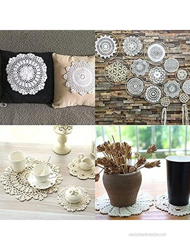 GORGECRAFT 10 pcs Crocheted Doilies Cotton Hand Made Round Crochet Lace Table Placemats Value Pack Cup Mat Cotton Coaster 4-6 inches Round Bisque Vintage Wedding Tea Party