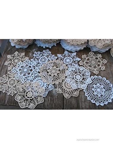 Granny's Hutch New lot of 12 Hand Crochet Doilies 7 White & Natural Vintage Wedding Tea Party