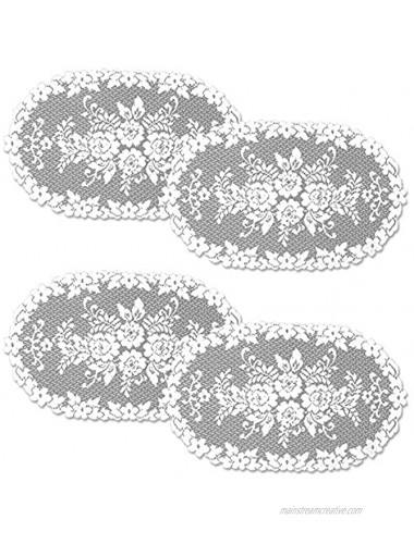 Heritage Lace Victorian Rose Doily 13 x 24 White 4 Count