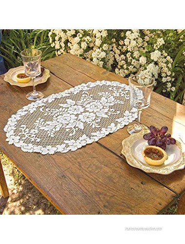 Heritage Lace Victorian Rose Doily 13 x 24 White 4 Count