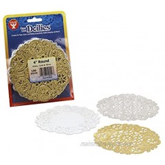 Hygloss Products Inc DOILIES Assorted 4-Inch White Gold and Silver