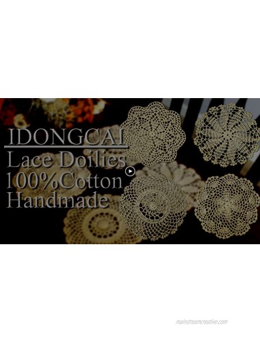 IDONGCAI Handmade Lace Doilies for Tables-Boho Ivory Farmhouse Placemats for Halloween-Macrame Coasters-Round Cotton Crochet Christmas Place mats-Dream Catcher Supplies 4 Pcs Package 1#