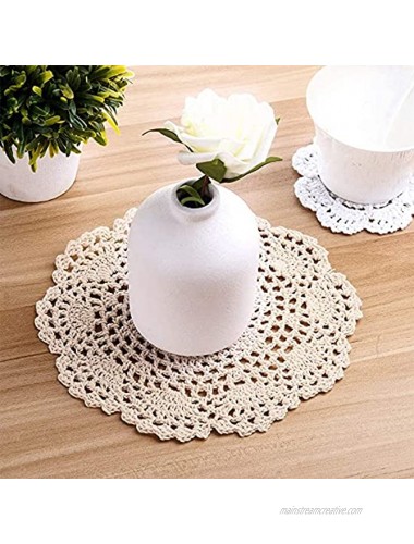Jvareaty 12Pcs Vintage Cotton Mat,Round Hand Crocheted Lace Doilies Flower Coasters,Household Table Decorative,Crafts Accessories