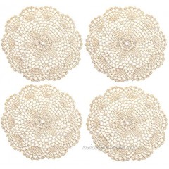 Jvareaty 12Pcs Vintage Cotton Mat,Round Hand Crocheted Lace Doilies Flower Coasters,Household Table Decorative,Crafts Accessories