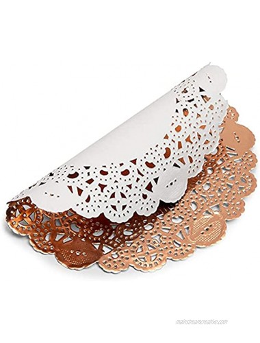 Lace Paper Doilies Rose Gold Foil Decorations for Crafts 6 In 200 Pack