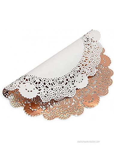 Lace Paper Doilies Rose Gold Foil Placemats 10 in 100 Pack
