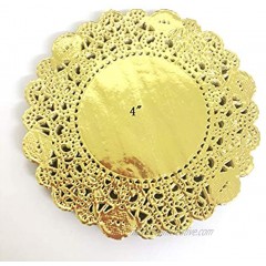 PEPPERLONELY 100 PC Gold Classic Metallic Doilies 4 Inch