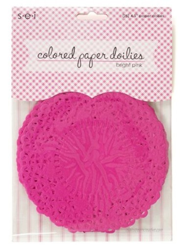 S.E.I. 4-Inch by 4-Inch Doilies Bright Pink Color 25-Doilies