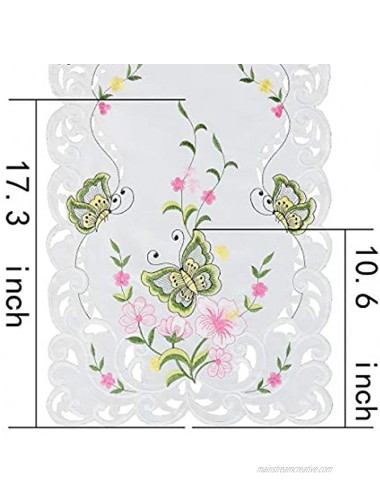 Simhomsen Spring Butterfly and Floral Table Runners Dresser Scarf Green 14 × 70 Inch