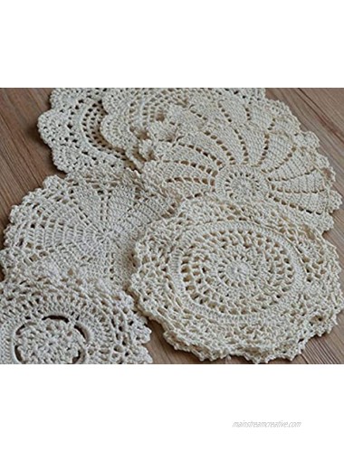 SouthMage 10 Hand Crochet Round Lace Doilies Lot French Country Table Coasters