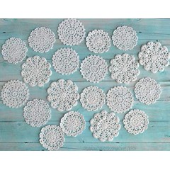 SouthMage 20 Hand Crochet White Round Snowflake Small Lace Doilies for DIY Crafts