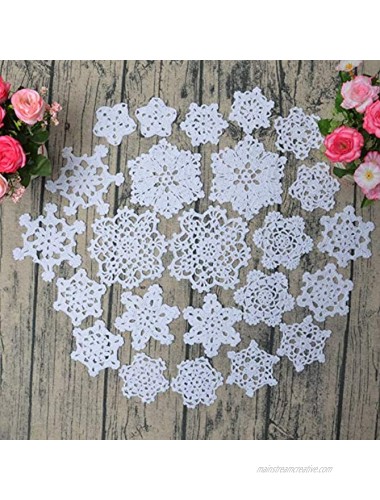 TOSEEY 24PCS 100%Cotton,Handmade Vintage Round Lace Doilies Placemats Snowflake Mini Doilies for Table Decoration Varied SizesWhite