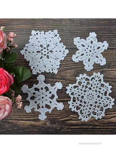 TOSEEY 24PCS 100%Cotton,Handmade Vintage Round Lace Doilies Placemats Snowflake Mini Doilies for Table Decoration Varied SizesWhite