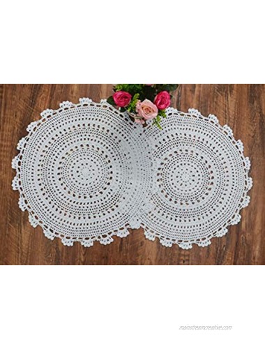 TOSEEY 45cm Doilies Crochet Round Lace Doily Handmade Placemats 100% Cotton Crocheted Coasters Pack of 2 White
