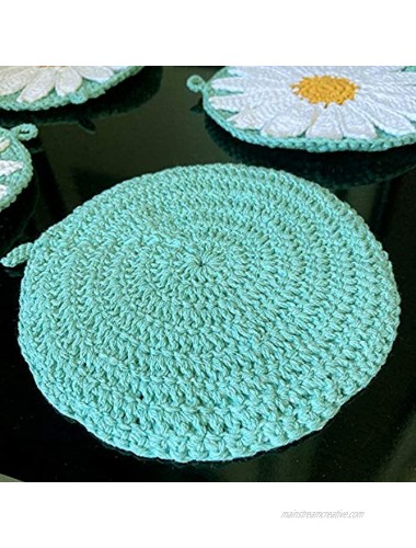 Vanyear Round Christmas Doilies Crochet Set of 4 pcs Green Color Crochet Doilies