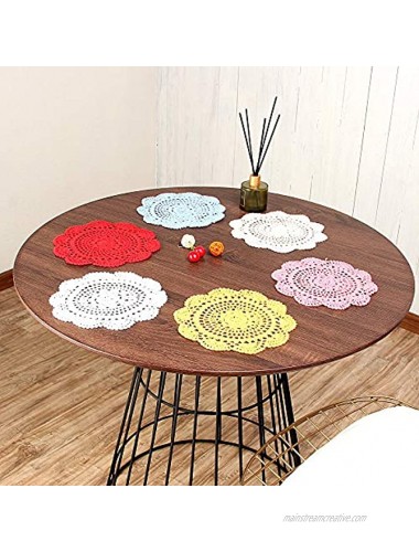 Vanyear Round Crochet Lace Doily Floral Design Fabric Coasters Doilies Value Pack 4pcs Set Red Lace Doilies