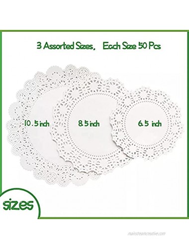 White Paper Doilies-150 Piece Round Doilies Paper Lace For Cakes Desserts Crafts And Table Decorations,Paper Lace Doilies Assorted Sizes With 6.5 Inch 8.5 Inch,10.5 Inch…