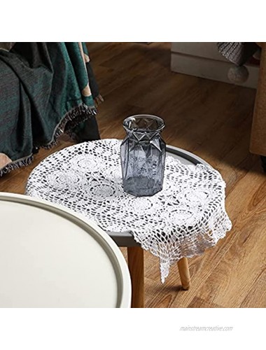 WILLBOND 2 Pieces Handmade Crochet Lace Table Runner Rectangular Lace Doilies Doily Floral Tablecloth Crochet Table Cover Dining Table Placemats Bedside Dresser Table Decor 15 x 23 Inch White