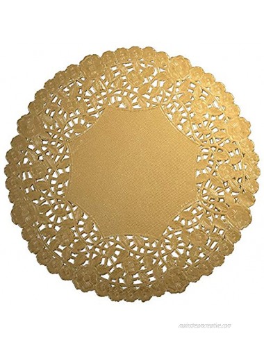 Worlds 30 Pack Round Gold Metallic Foil paper Doilies 12Inch