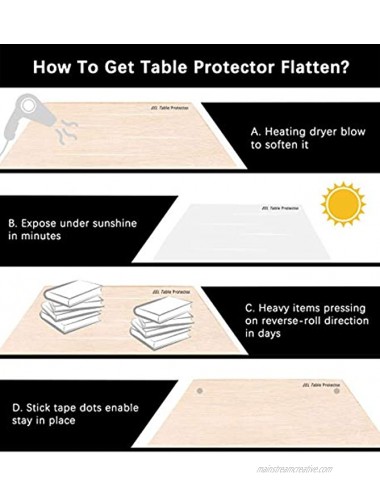 20 x 36 Inch Clear Plastic Dining Table Protector Tablecloth Desk Blotter Pad Mat Wooden Furniture Coffee Glass End Side Console Corner Bar Table Top Protection Countertop Cover Waterproof PVC Vinyl