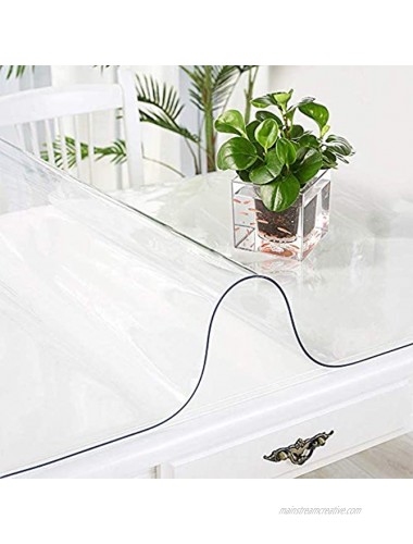 Large Clear Plastic Tablecloth Vinyl Rectangle Wood Furniture Wipeable Table Protector Eco Thick Hardwood Floor Rug Protective Cover PVC Glass Desk Dining Tabletop Pad Office High Chair Mat 36 x 60