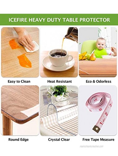 Large Clear Plastic Tablecloth Vinyl Rectangle Wood Furniture Wipeable Table Protector Eco Thick Hardwood Floor Rug Protective Cover PVC Glass Desk Dining Tabletop Pad Office High Chair Mat 36 x 60