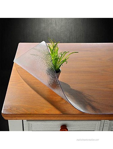 NECAUX Custom Multisize 1.5mm Thick Frosted PVC Table Cover Protector 24 x 55 Inch Water Resistant Plastic Rectangular Vinyl Non-Slip Desk Pad for Coffee Table Writing Desk