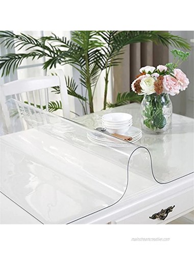 OstepDecor Custom 2mm Thick Clear Table Cover 68 x 40 Inch Table Protector for Dining Room Table Clear Table Cloth Cover Protector Clear Table Pad Plastic Table Cloth for Kitchen Wooden Table