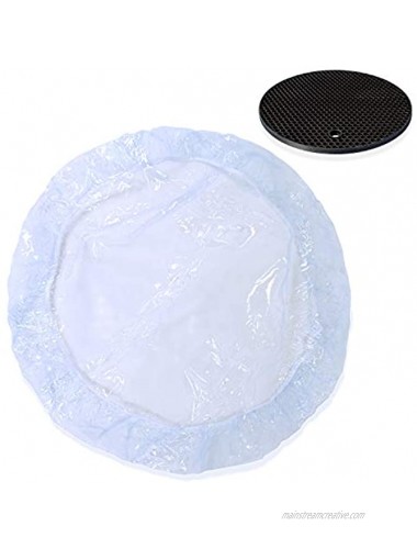 QUMOVA Vinyl Round Fitted Table Protector Clear Waterproof Elasticated Tablecloth Edge Ensures Snug Fit 36 Inch Fits a Round Table 30 35 Inch Complete with a Black Silicone Trivet 36