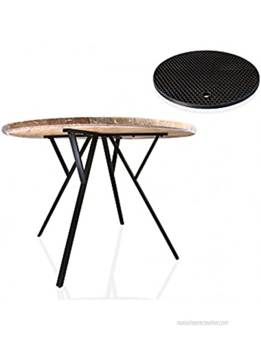 QUMOVA Vinyl Round Fitted Table Protector Clear Waterproof Elasticated Tablecloth Edge Ensures Snug Fit 36 Inch Fits a Round Table 30 35 Inch Complete with a Black Silicone Trivet 36
