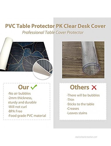 SKYJADE Table Cover Protector Rectangle 55x31 Inch Waterproof 2mm Thick PVC Desk Cover Protector Frosted,Table Cloths Cover Mat,Table Pads for Dining Room Table,Kitchen Countertop Toppe,Non-Slip