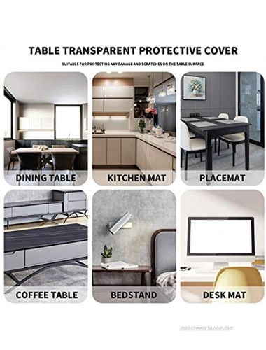 ZIJINJIAJU Clear Table Cover Protector Clear table protector pad 1.5mm Thick Upgraded Version No Plastic Smell Transparent Table Cover mat,Dining Table Protective CoverClear 1.5mm Thick 28x60In