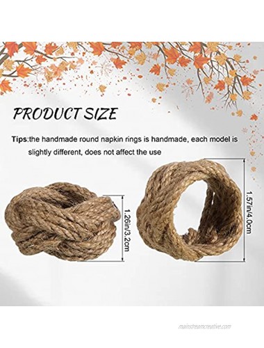 16 Pieces Burlap Napkin Rings Rope Napkin Rings Farmhouse Napkin Rings Handmade Round Napkin Rings Nautical Napkin Rings for Fall Thanksgiving Christmas Dinner Table Weeding Party decoration