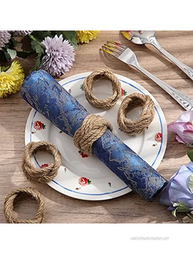 16 Pieces Burlap Napkin Rings Rope Napkin Rings Farmhouse Napkin Rings Handmade Round Napkin Rings Nautical Napkin Rings for Fall Thanksgiving Christmas Dinner Table Weeding Party decoration