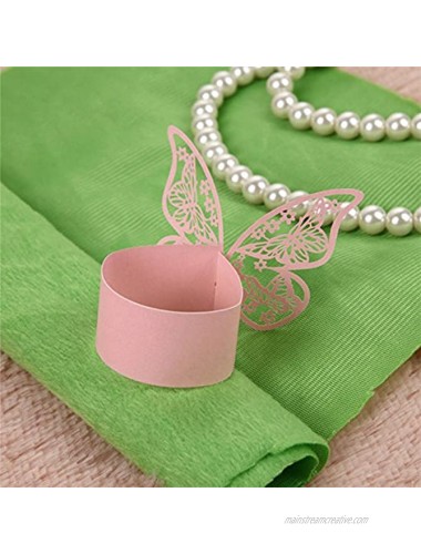 37YIMU 50PCS Butterfly Napkin Ring Paper Holder Table Party Wedding Favors Banquet Decor,Pink
